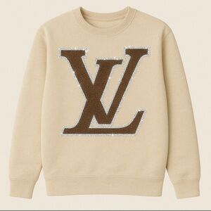 Kids Beige Crewneck with Brown Logo
